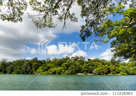 Beautiful lakeshore landscape of Chengcheng Lake Scenic Area in Kaohsiung, Taiwan. Beautiful lakeshore landscape of Chengcheng Lake Scenic Area in Kaohsiung, Taiwan. 121836963