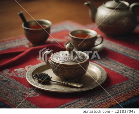 tea party set table in oriental style 121837042