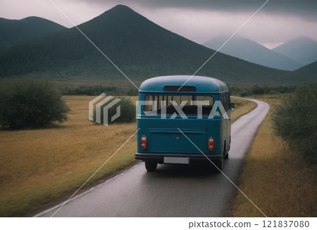 old vintage car on road travel 121837080