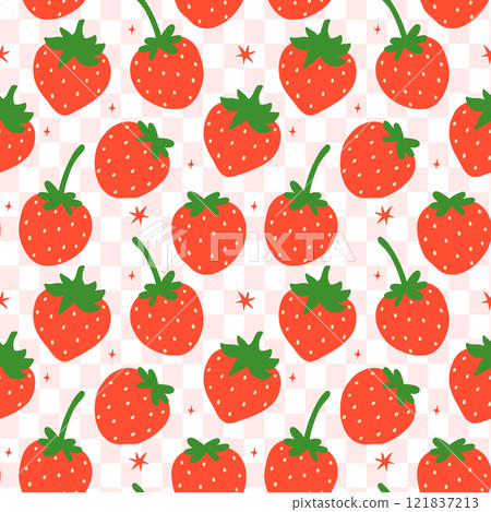 Reto Coquette Valentine Heart Strawberry Bow Seamless Pattern on checkered background Reto Coquette Valentine Heart Strawberry Bow Seamless Pattern on checkered background 121837213