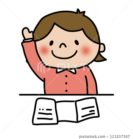 上課時舉手的孩子（女孩1） 121837387