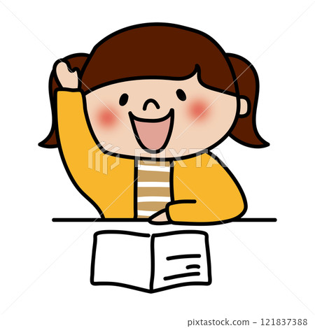 上課時舉手的孩子（女孩2） 121837388