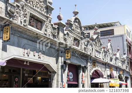 Building view of the Daxi Old Street in Taoyuan, Taiwan. The street is the baroque-style architecture built during Japanese rule. Building view of the Daxi Old Street in Taoyuan, Taiwan. The street is the baroque-style architecture built during Japanese rule. 121837398