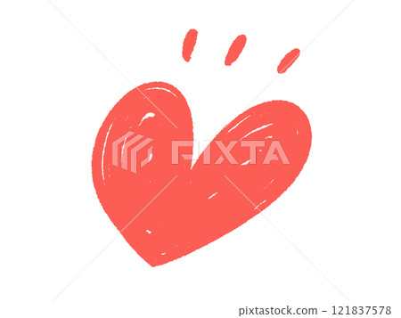 A roughly drawn, lively heart symbol in red 121837578