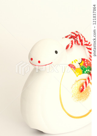 New Year's material: Year of the snake, Zodiac clay bell, white background 121837864