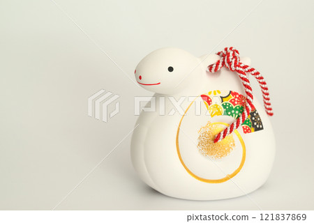 New Year's material: Year of the snake, Zodiac clay bell, white background 121837869