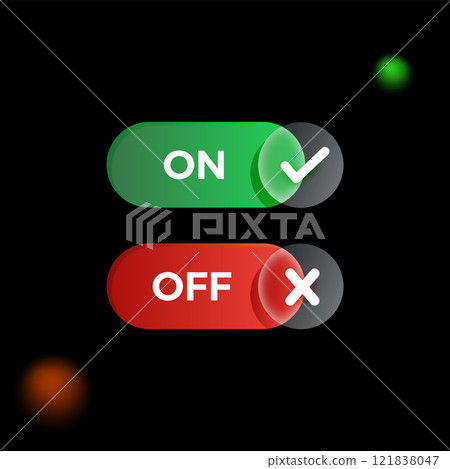 On and OFF button with Glassmorph Style On and OFF button with Glassmorph Style 121838047