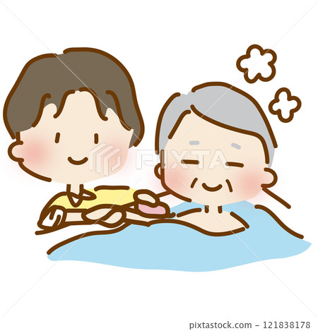 寬鬆可愛的男護工協助洗澡 121838178