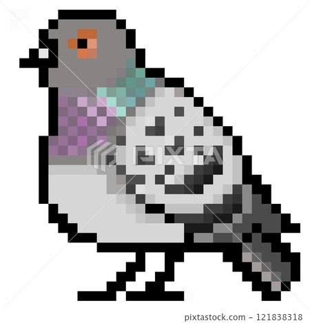 Pixel art animal illustration Rock pigeon (gray sesame) 121838318