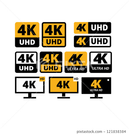 4K signs collection isolated on white background 121838384