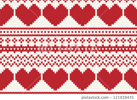 無縫心形圖案背景插畫素材向量針織風格情人節 121838435