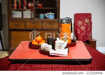 A living room with a kotatsu in the Showa era 121838440