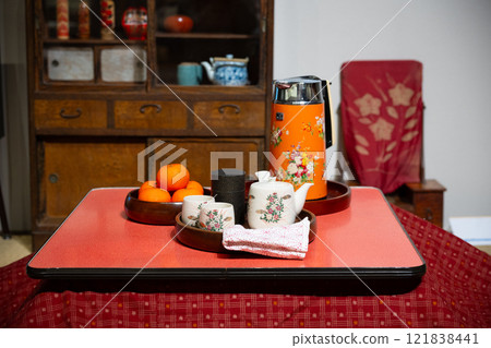 A living room with a kotatsu in the Showa era 121838441