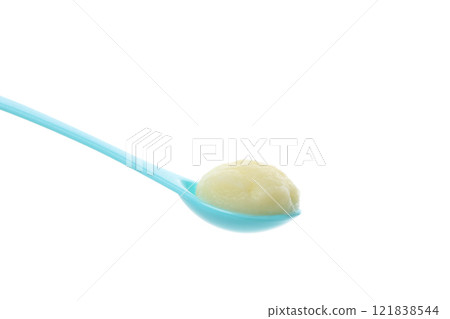 PNG, spoon with baby food, isolated on white background. PNG, spoon with baby food, isolated on white background. 121838544