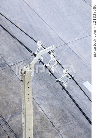Four way metal power line spacer, Powerline separator, cable spacer and high voltage electric wire. Four way metal power line spacer, Powerline separator, cable spacer and high voltage electric wire. 121838580
