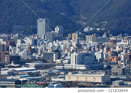 Takamatsu city in the morning (Prefectural office, City Hall, Prefectural Central Hospital, etc.) 121838644