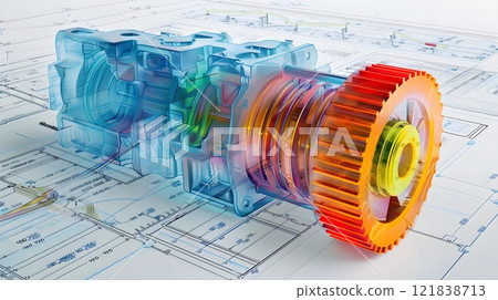 Detailed FEA Illustration Showing a Component Under Load with a Color-Coded Stress Distribution Map for Visualizing High and Low Stress Zones 121838713