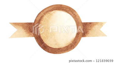 Watercolor hand drawn vintage label banner. For design, logos, cards, etc. Isolated on white background 121839039