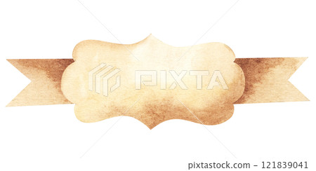 Watercolor hand drawn vintage label banner. For design, logos, cards, etc. Isolated on white background 121839041