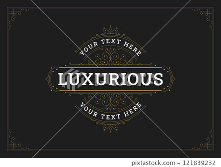 Antique golden swirl flourishes filigree ornate greeting card design template vector illustration Antique golden swirl flourishes filigree ornate greeting card design template vector illustration 121839232