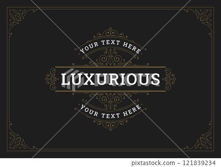 Vintage royal flourishes swirl golden ornament greeting card design template vector illustration 121839234