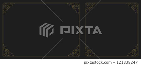 Elegant luxury vintage flourishes golden ornate frame with corner set vector illustration 121839247