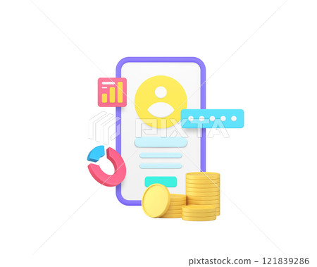 Online banking customer personal account mobile phone application 3d icon realistic vector 121839286
