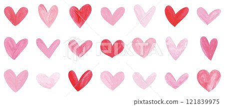 水彩心手寫向量簡單設定紅色粉紅色 121839975