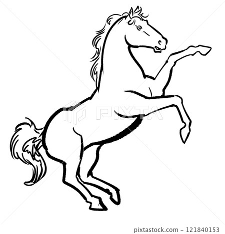 White horse standing on the pole 121840153