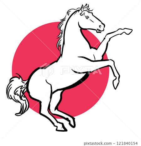 White horse standing on the pole - with background 121840154