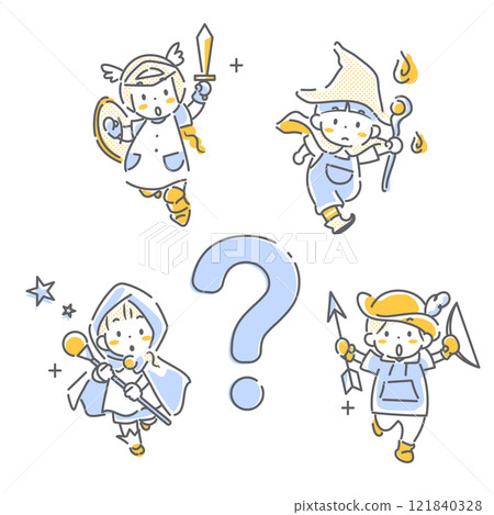 Children who use their individuality to achieve goals with their friends - Simple and cute line drawing illustration 121840328