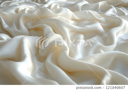 Elegant and Luxurious Ivory Silk Fabric with Soft Folds and Waves for Texture Design Generative AI Elegant and Luxurious Ivory Silk Fabric with Soft Folds and Waves for Texture Design Generative AI 121840607