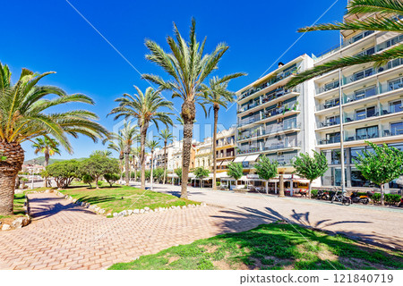 Seafront of Sitges,a beautiful town near Barcelona. 121840719