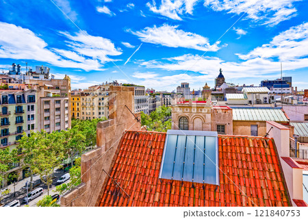 Outdoor on roof Gaudi's creation- House Casa Batllo. 121840753