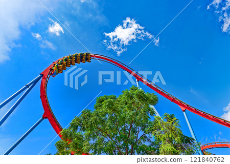 Roller Coaster in funny amusement park. 121840762
