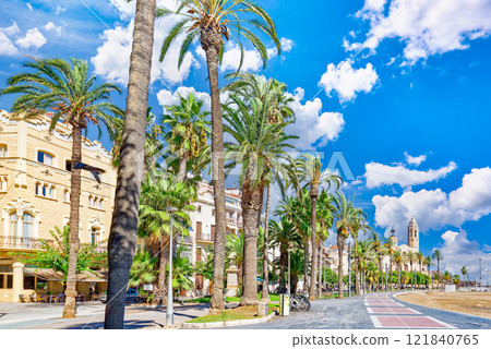 Seafront of Sitges,a beautiful town near Barcelona. Seafront of Sitges,a beautiful town near Barcelona. 121840765