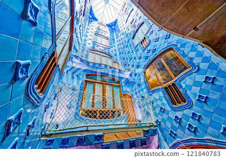 Interior and inner chambers Gaudi's creation- House Casa Batllo. 121840783