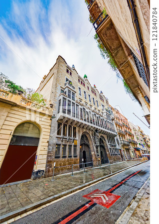 Barcelona. Palace of Guell (Palau Guell) near Gothic Quarter . 121840784