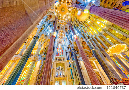 Sagrada Familia,beautiful and majestic  interior view. 121840787