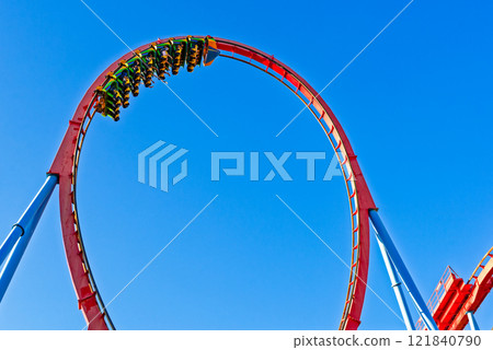 Roller Coaster in funny amusement park. 121840790