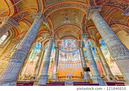 Indoor Sagrat Cor church is located.  Barcelona. 121840810