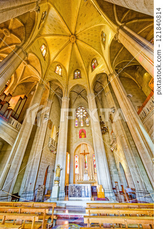 Indoor Sagrat Cor church is located.  Barcelona. 121840814