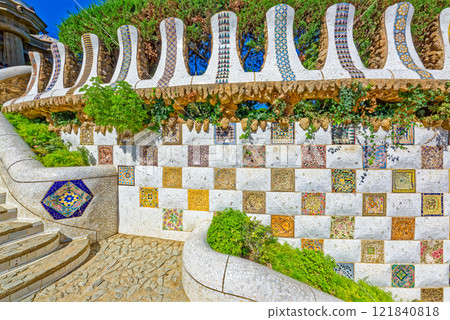 Barcelona. Gorgeous and amazing Park Guel . Barcelona. Gorgeous and amazing Park Guel . 121840818