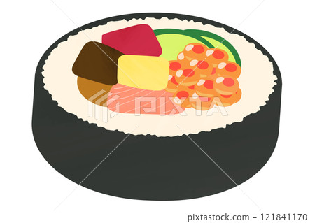 A slice of seafood thick roll, Ehomaki, cross section 121841170