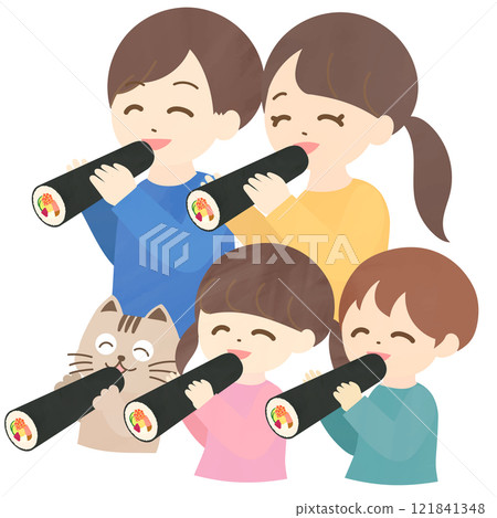 家庭和寵物貓吃 ehomaki 121841348