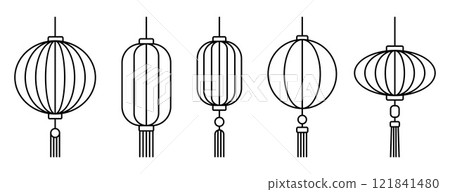 Chinese lantern icon. Lantern chinese new year thin line decoration. 121841480