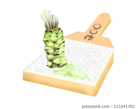 芥末和磨碎的鯊魚皮的插圖 121841702