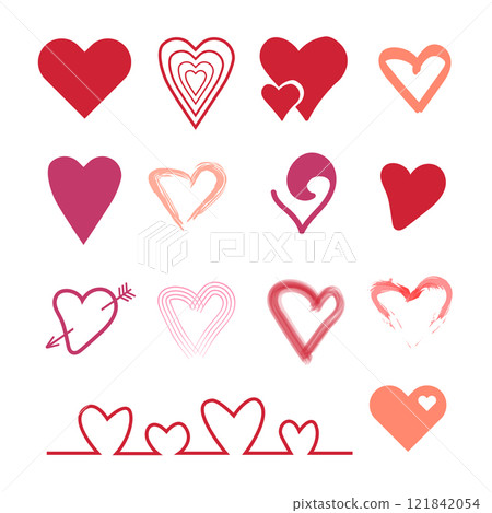Red and Pink Heart Set. Modern Valentines Day Vector Collection. Isolated Love Shapes. Trendy Backgrounds for Romantic Celebrations. Vector illustration Red and Pink Heart Set. Modern Valentines Day Vector Collection. Isolated Love Shapes. Trendy Backgrounds for Romantic Celebrations. Vector illustration 121842054