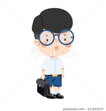 boy  to school with a bag 121842537