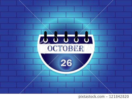 October 26th calendar page on a blue brick wall. Perfect for date reminders, event planning, or scheduling. October 26th calendar page on a blue brick wall. Perfect for date reminders, event planning, or scheduling. 121842820